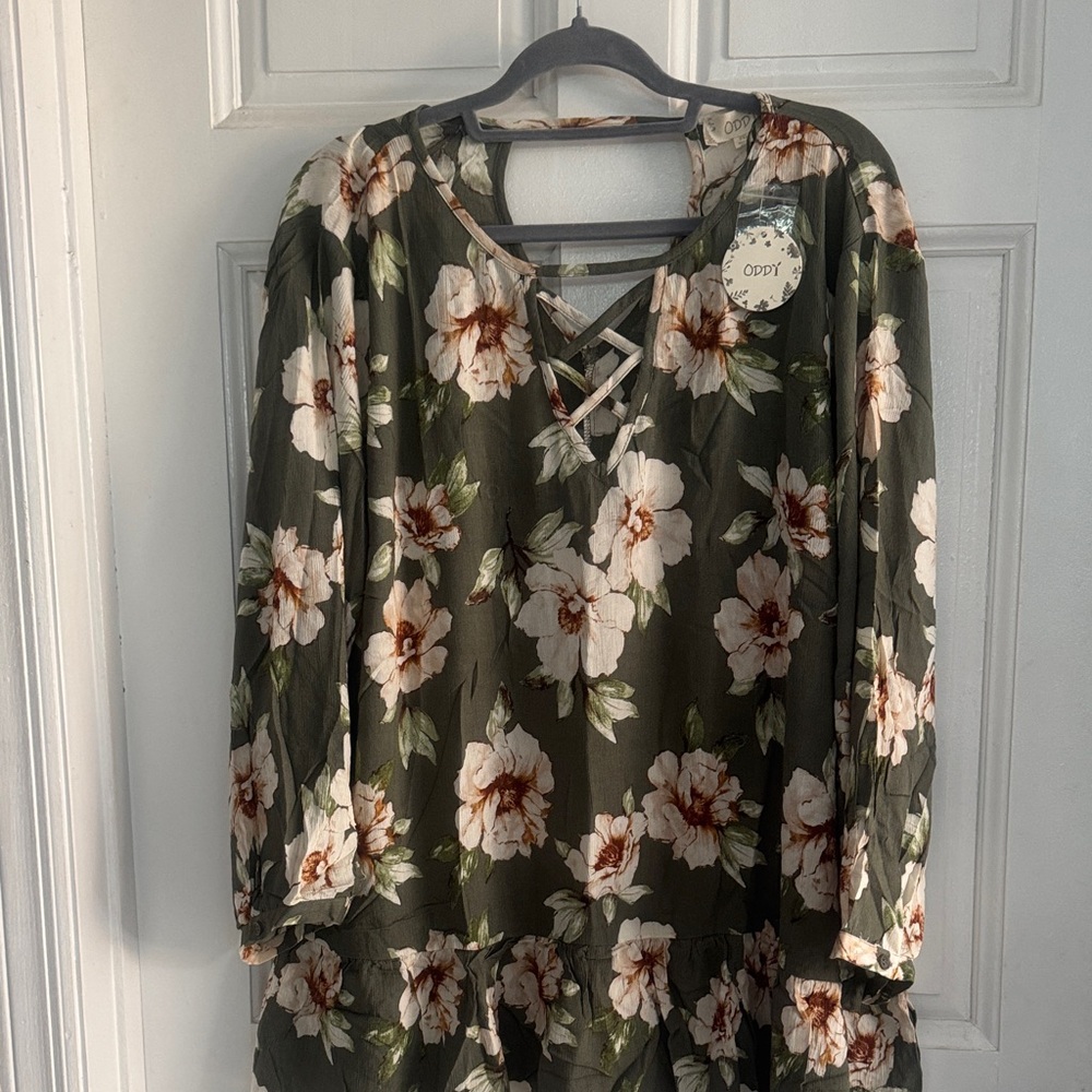 Floral Green Women's Top‎ ODDI SZ 3XL new w tags